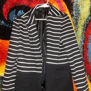 Grace Elements Black and White Striped Blazer